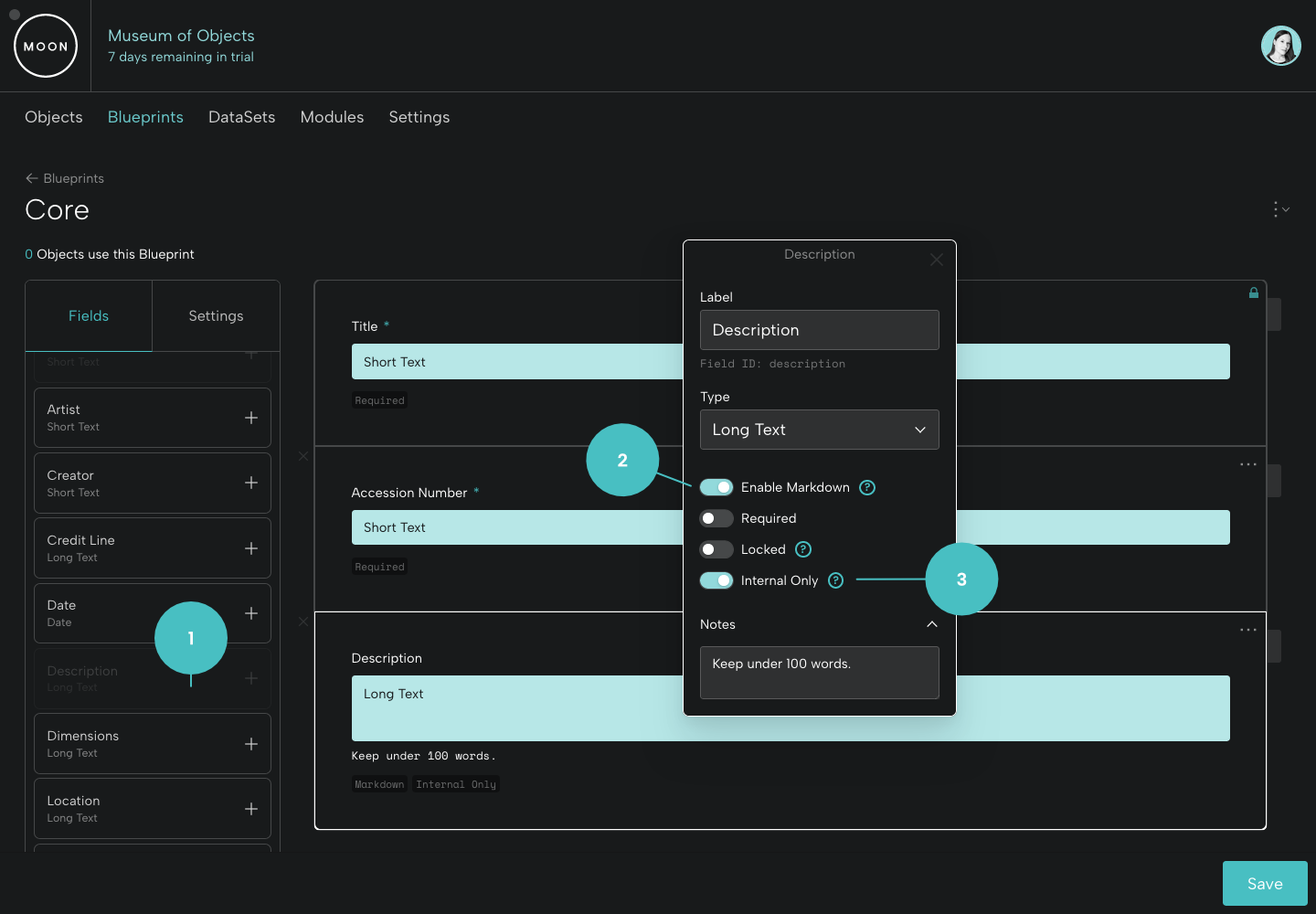 Customizing a Preset Field