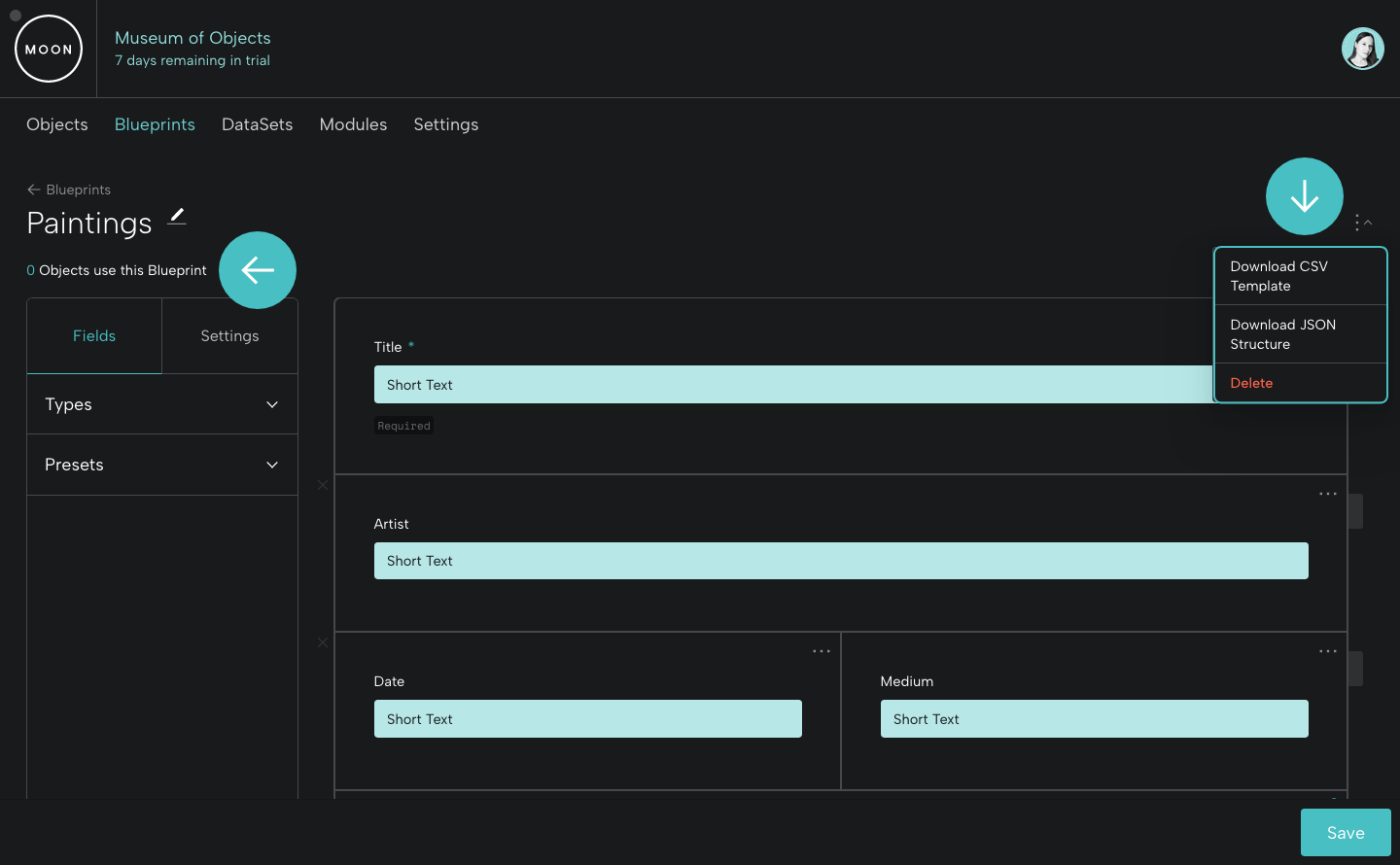 Blueprint options