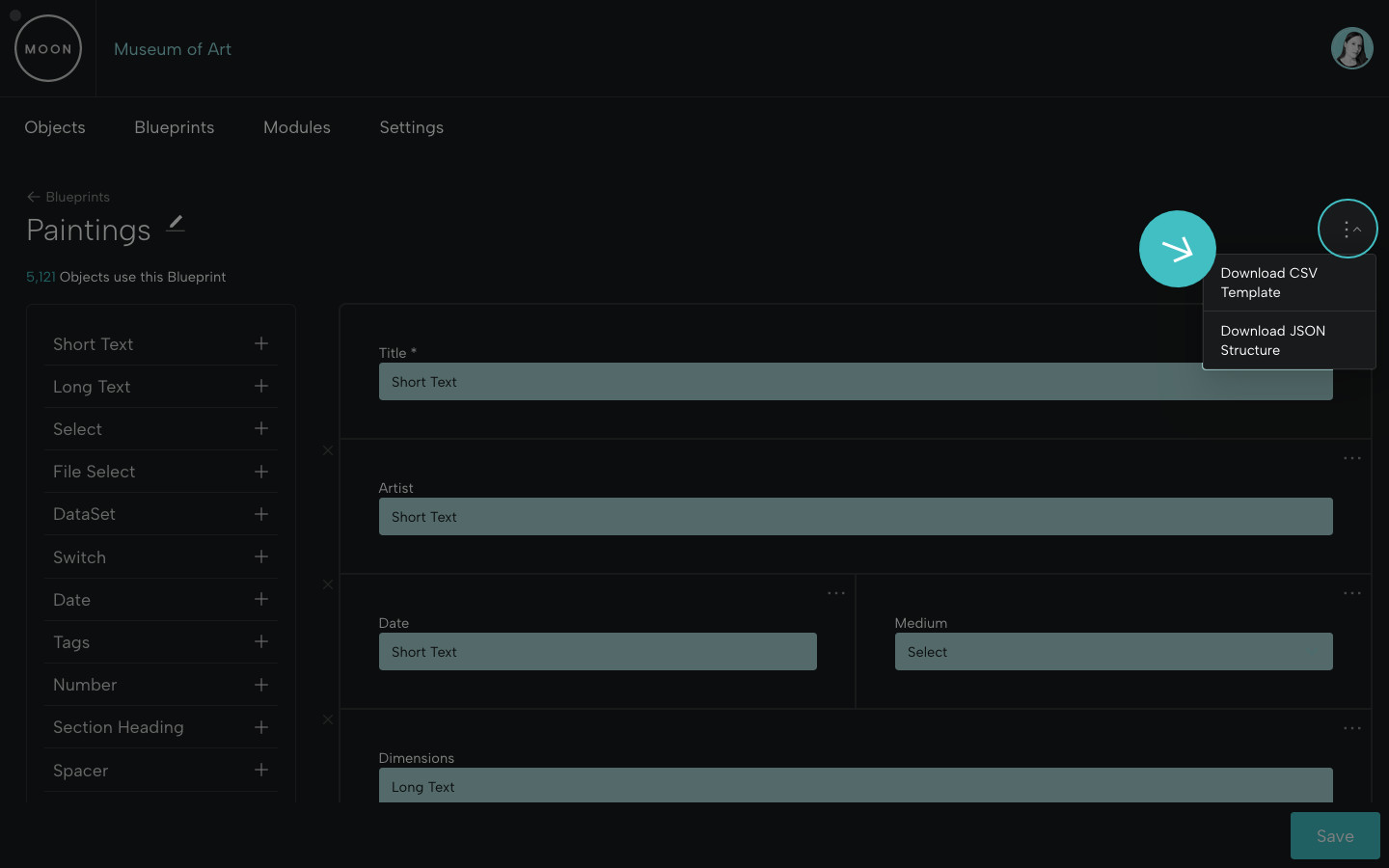 Download CSV from Blueprint