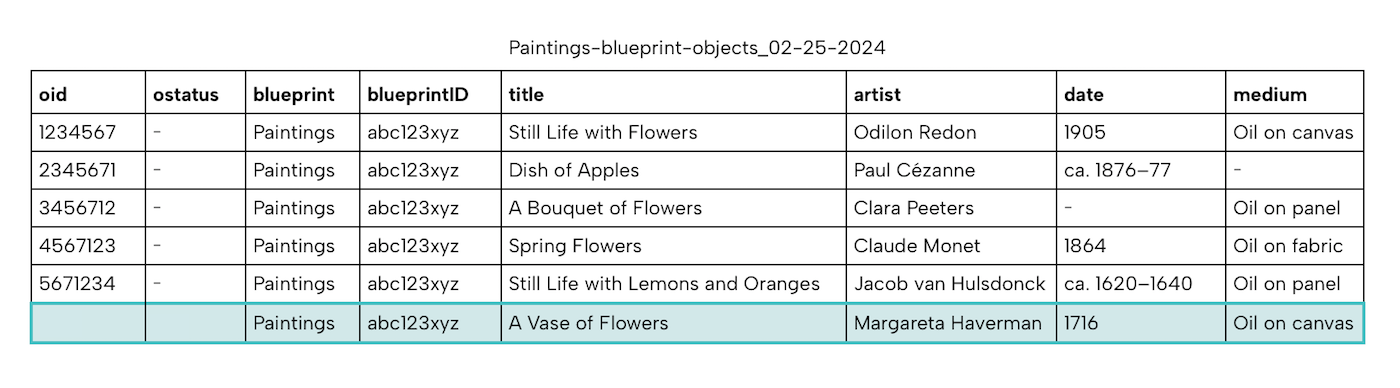 New Object Added to CSV