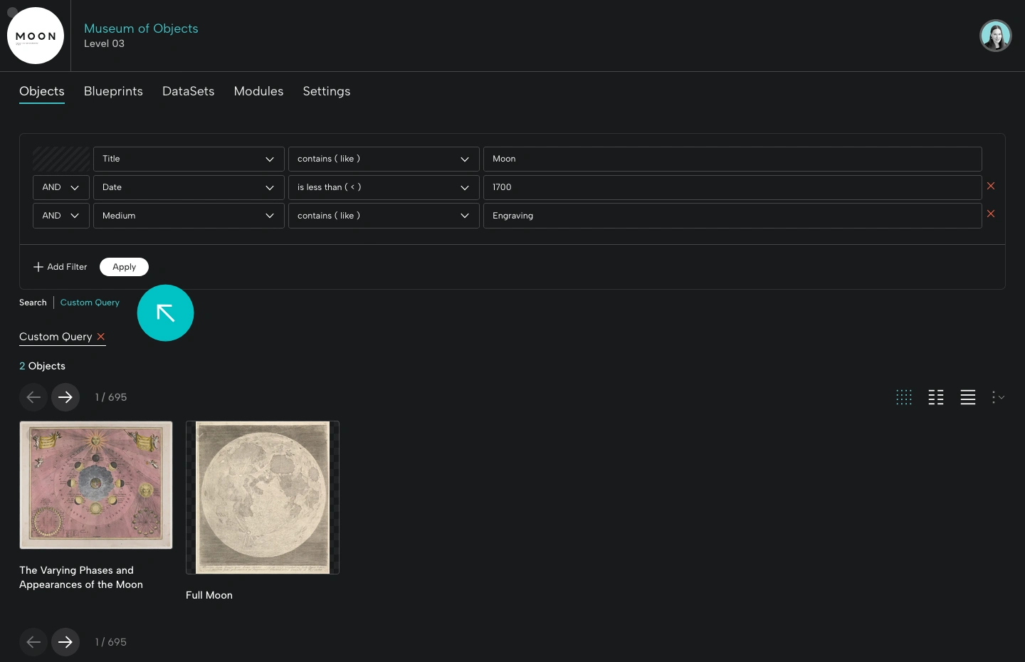 Searching Objects Using a Custom Query