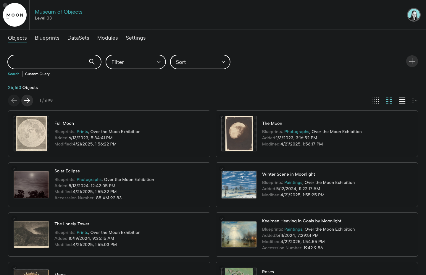 Two-column listed grid view