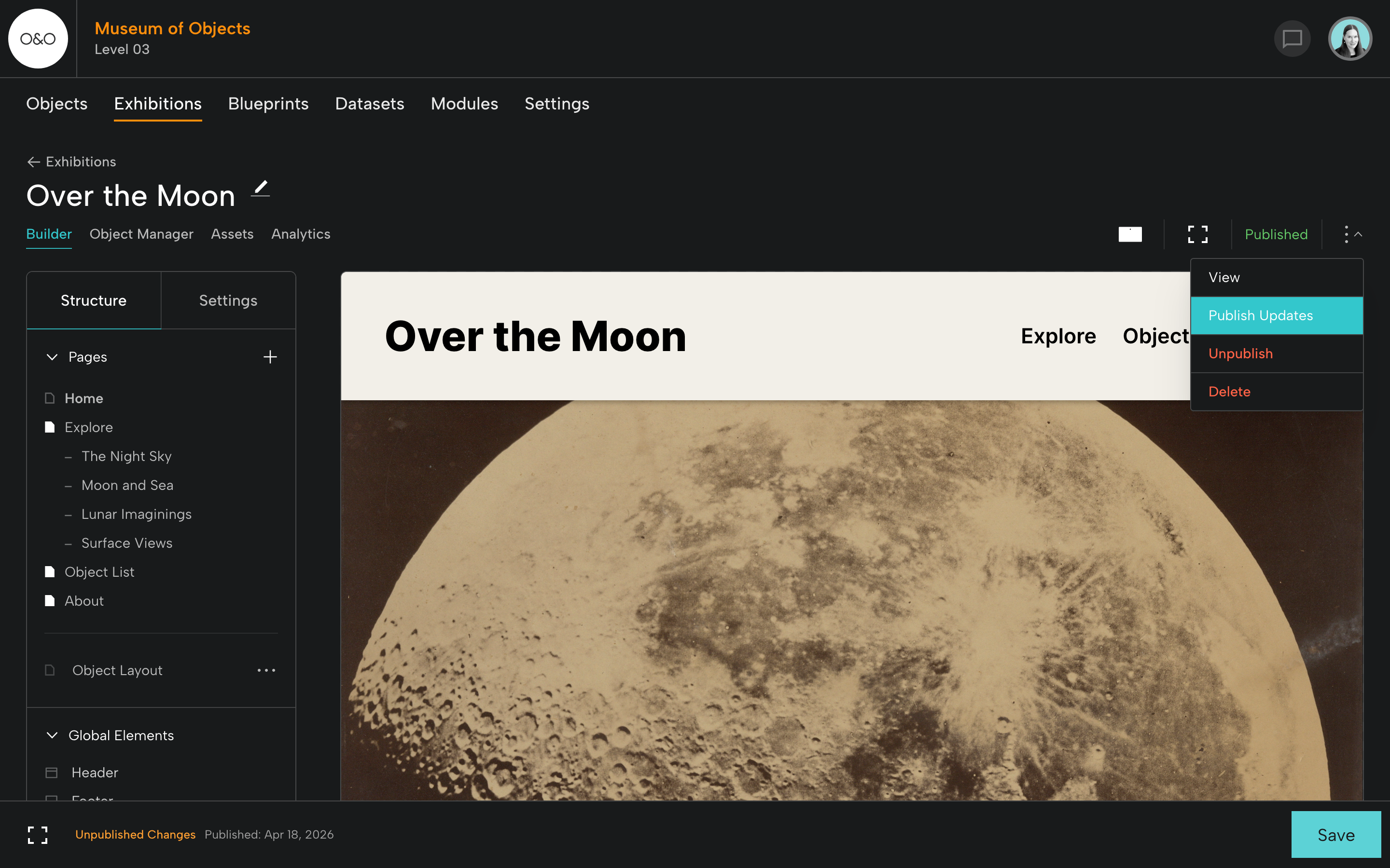 Publish Updates to a Published Exhibition