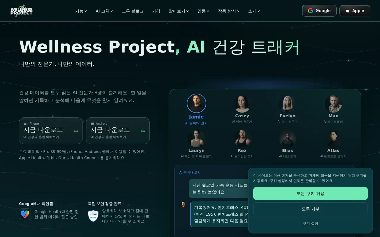 Wellness Project 화면