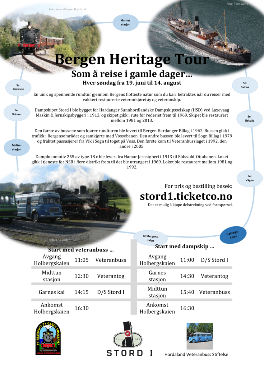 Søndag 14. august 2022: "Som å reise i gamle dager.." - Bergen Heritage Tour. Rundtur. Start med veteranbuss.