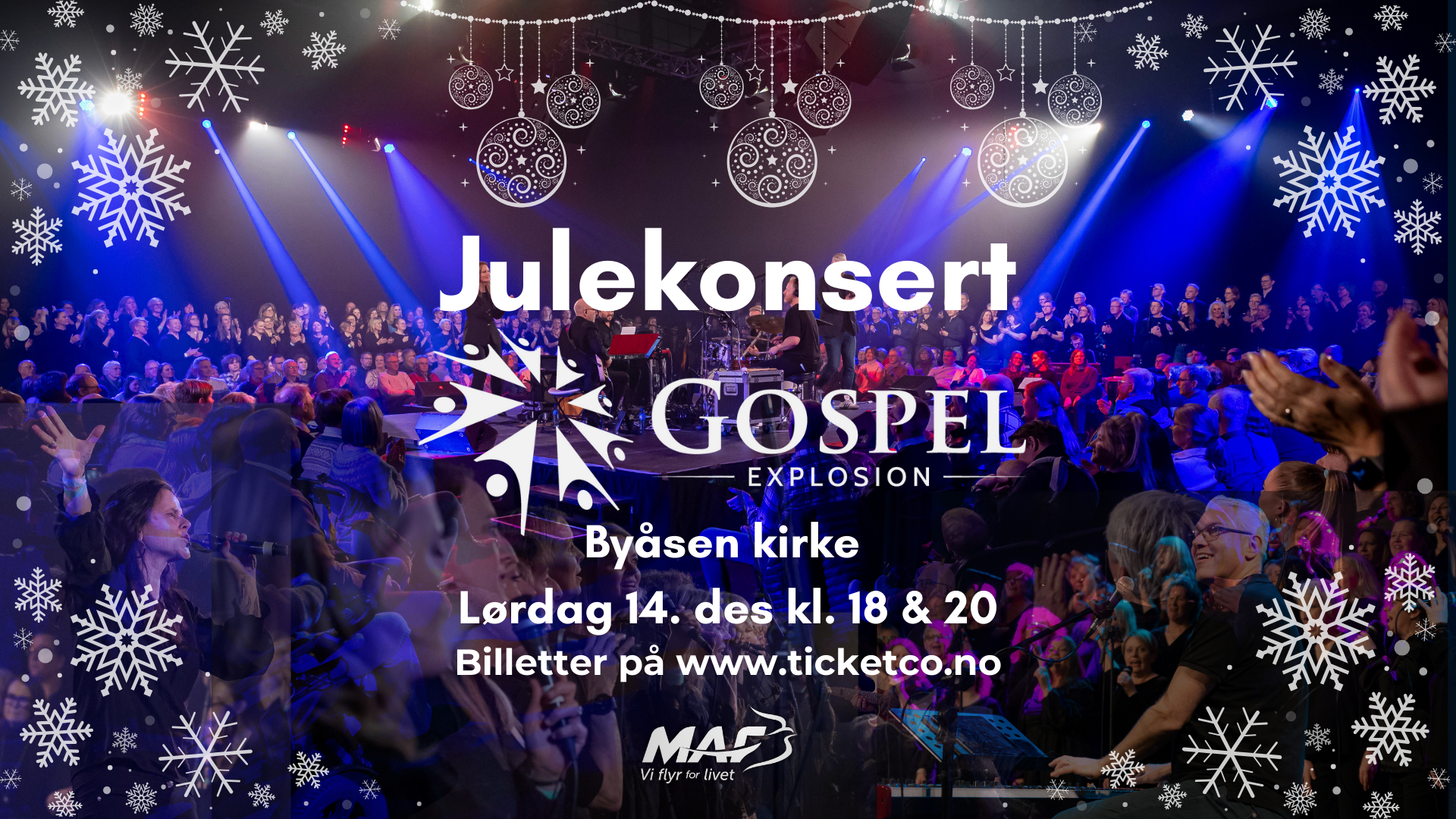 Julekonsert med Gospel Explosion Trondheim og fullt band kl. 2000