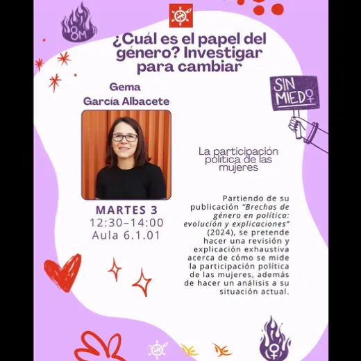 8M - ¿CUÁL ES EL PAPEL DEL GÉNERO? INVESTIGAR PARA CAMBIAR: Gema García Albacete
