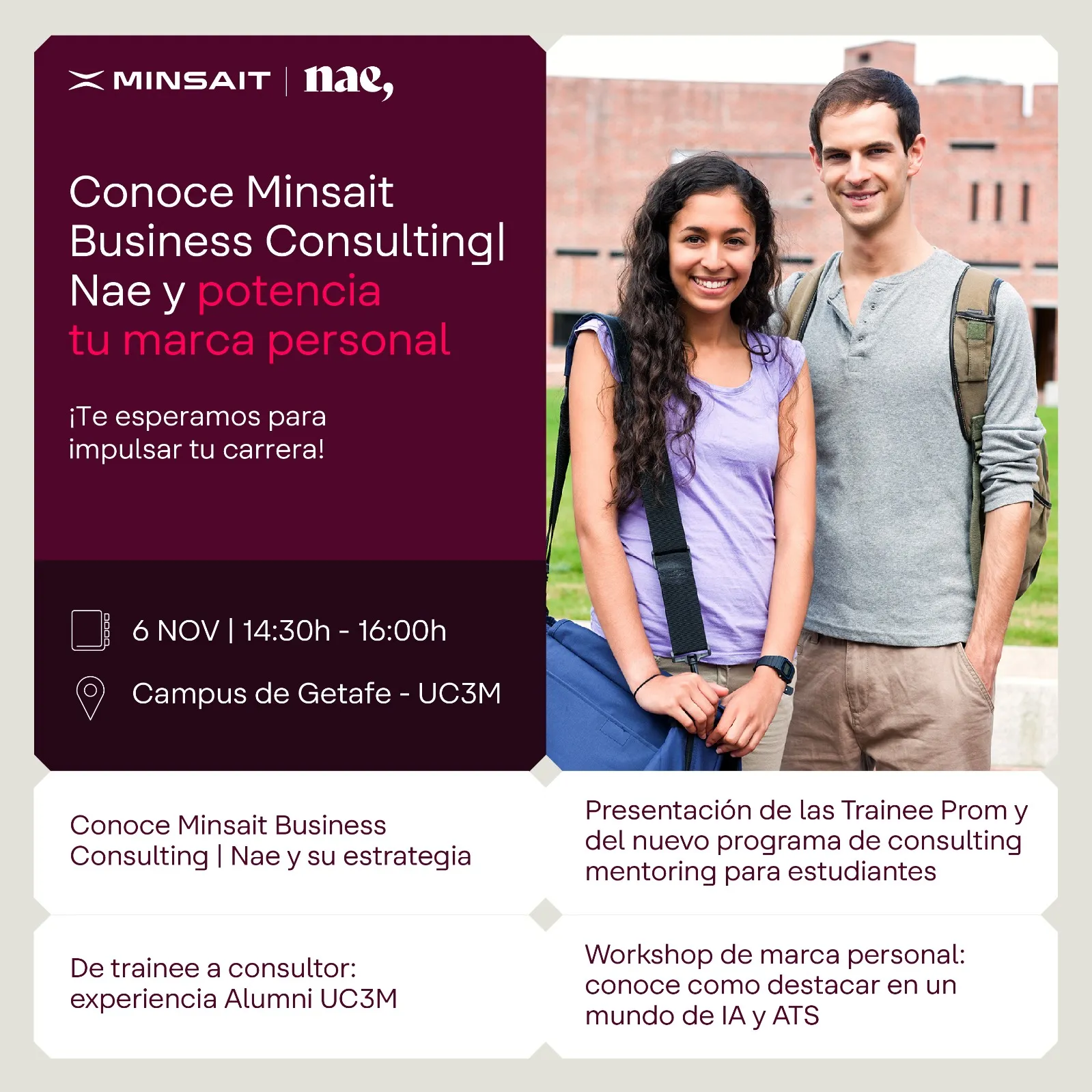 🔵 Minsait Business Consulting & NAE  x UC3MCA+ - Workshop Marca Personal 🚀