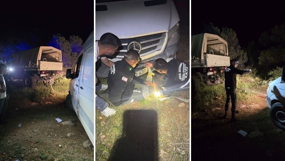 Alevkayası'nda mahsur kalan araç ve yolcular kurtarıldı