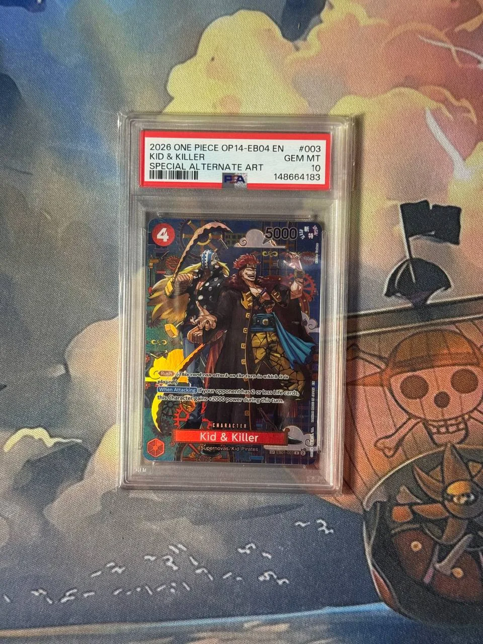 One Piece TCG - Kid Killer EB01-003 SP Alt Art PSA 10 Gem Mint English Graded - OPMON.ID