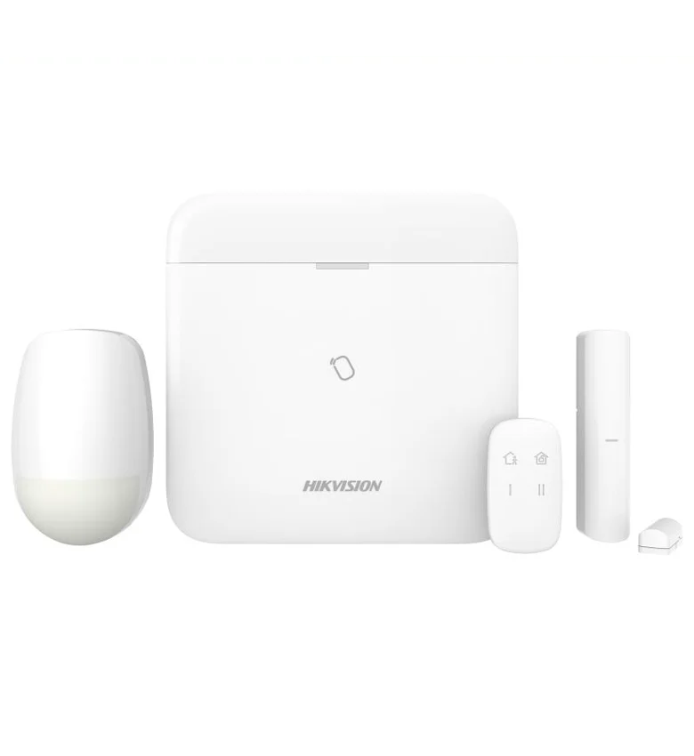 Système d'Alarme Sans Fil HIKVISION DS-PWA96-Kit-WE(O-STD) – Kit AX Pro (2 Capteurs + 1 Télécommande), Gère jusqu'à 96 Zones ou Équipements (Détecteur, Capteur…), Connectivité TCP/IP, Wi-Fi et 3/4G (Puce), Fréquence 868 MHz