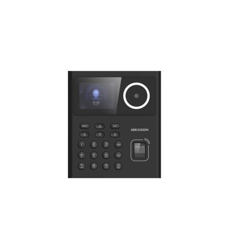 Terminal de Pointage Biométrique Wi-Fi HIKVISION DS-K1T320EFWX-B – avec Batterie de Secours, Reconnaissance Faciale, Empreinte et Badge EM, Écran 2.4", Capacité 500 Visages, Idéal pour Contrôle d'Accès Continu