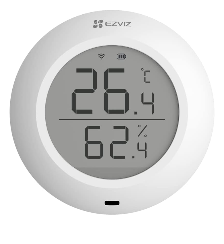 Thermomètre Hygromètre Connecté EZVIZ T51C – Moniteur de Température et d'Humidité pour Intérieur, Compatible Centrale d'Alarme EZVIZ A3