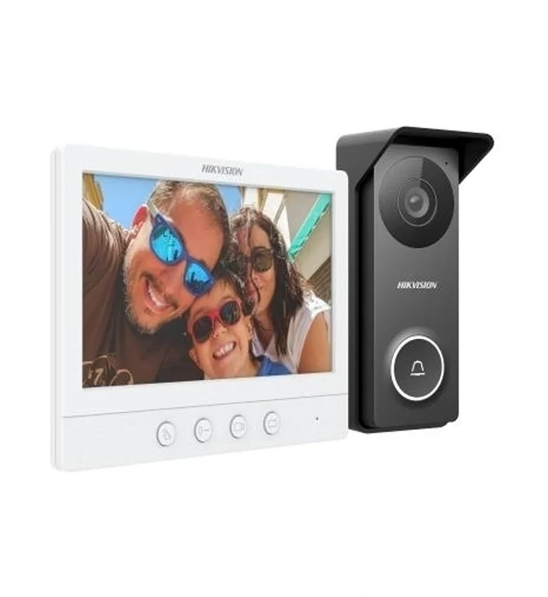 Interphone Vidéo HIKVISION DS-KIS213 – Qualité Vidéo HD TVI, Écran LCD 7 Pouces, Plug & Play, Résistant à l'Eau et à la Poussière (IP65)