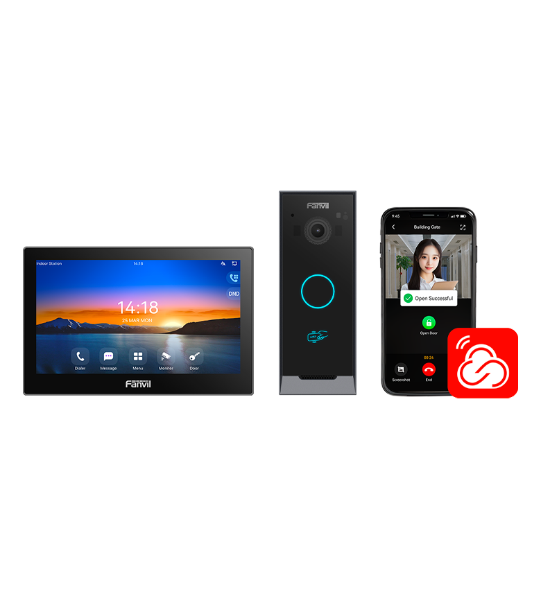 Fanvil VIK-01 - Kit Visiophone IP HD, Poste Intérieur SIP, Déverrouillage à Distance, App Fanvil Link
