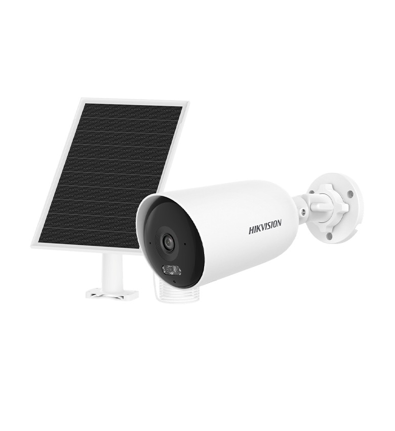 Caméra IP Bullet Solaire HIKVISION DS-2CFS04/4G – 4 MP, 4G LTE, Objectif 2.8 mm, Batterie Rechargeable, Panneau Solaire, Vision Nocturne IR & Lumière Blanche, Détection de Personnes et Véhicules, Micro & Haut-parleur Intégrés, IP66, H.265+