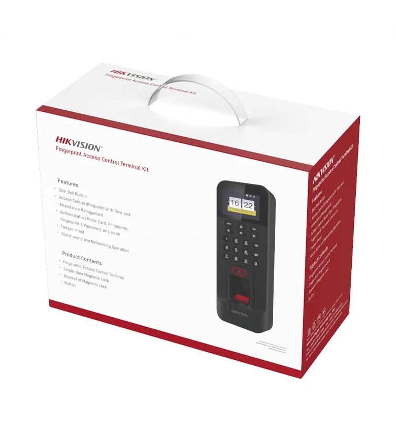Kit Pointeuse de Contrôle d'Accès HIKVISION DS-KAS261(O-STD) – Ouverture de Porte, Empreinte Digitale, Code, Carte RFID/Mifare