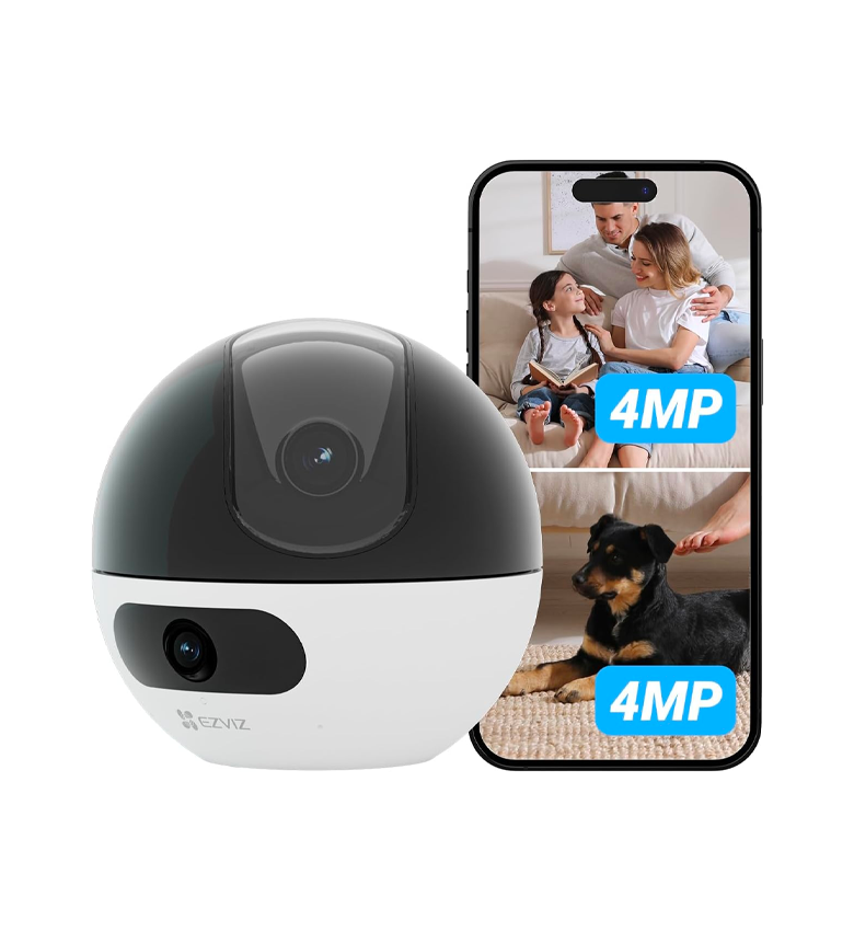 Caméra de Surveillance WiFi Intérieure EZVIZ C7 4MP à Double Objectif – Vue à 360°, Détection de Personnes/Animaux, Audio Bidirectionnel, Vision Nocturne, Mode Patrouille/Confidentialité