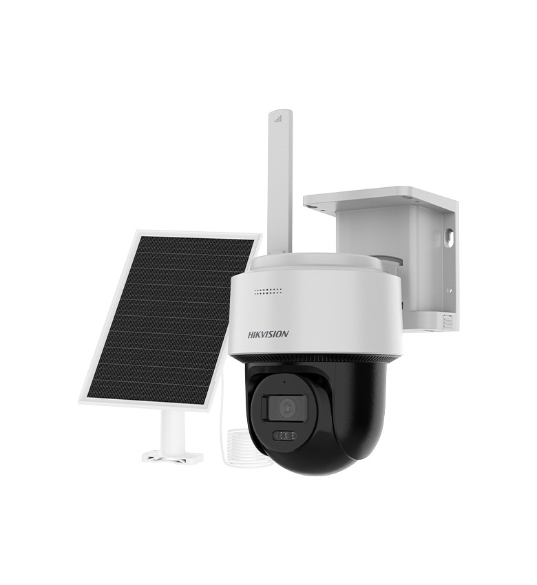 Caméra IP Bullet Solaire HIKVISION DS-2CFSP4/4G – 4 MP, 4G LTE, Objectif 2.8 mm, Double Objectif Panoramique & PTZ, Batterie Rechargeable, Panneau Solaire, Vision Nocturne Couleur, Détection IA Personnes & Véhicules, Audio Bidirectionnel, IP66, H.265+