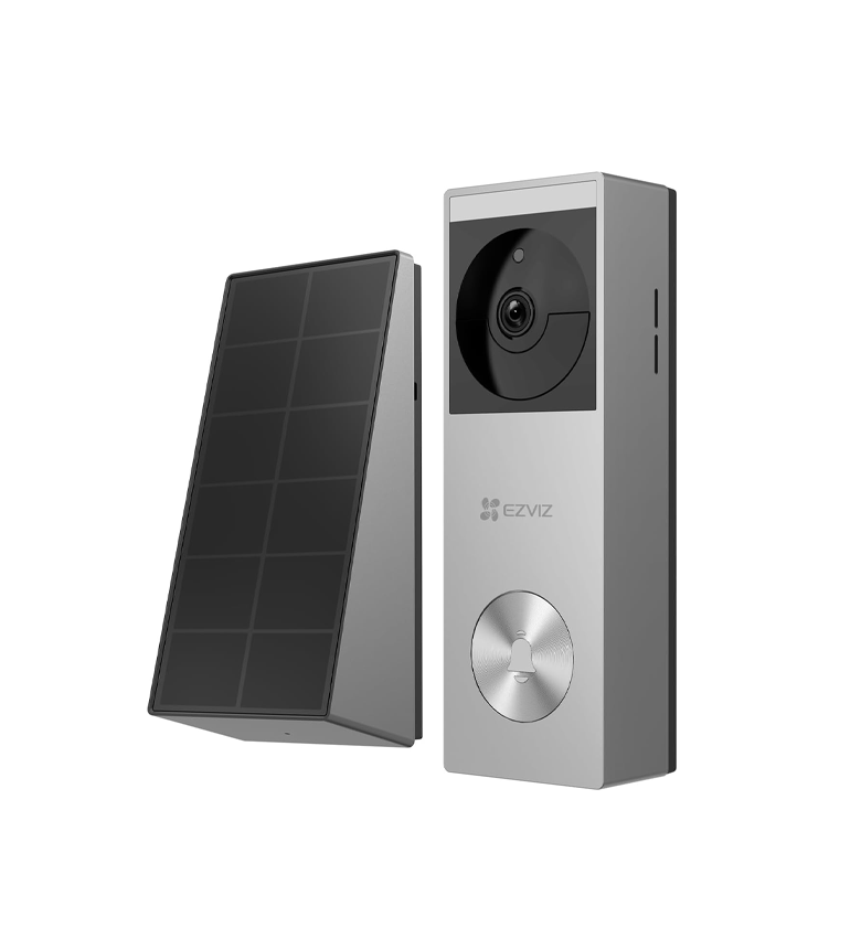 Sonnette Vidéo Connectée EZVIZ HP3 Pro 2K avec Panneau Solaire – Caméra de Porte sans Fil sur Batterie, Détection Humaine IA, Étanche IP65, Audio Bidirectionnel
