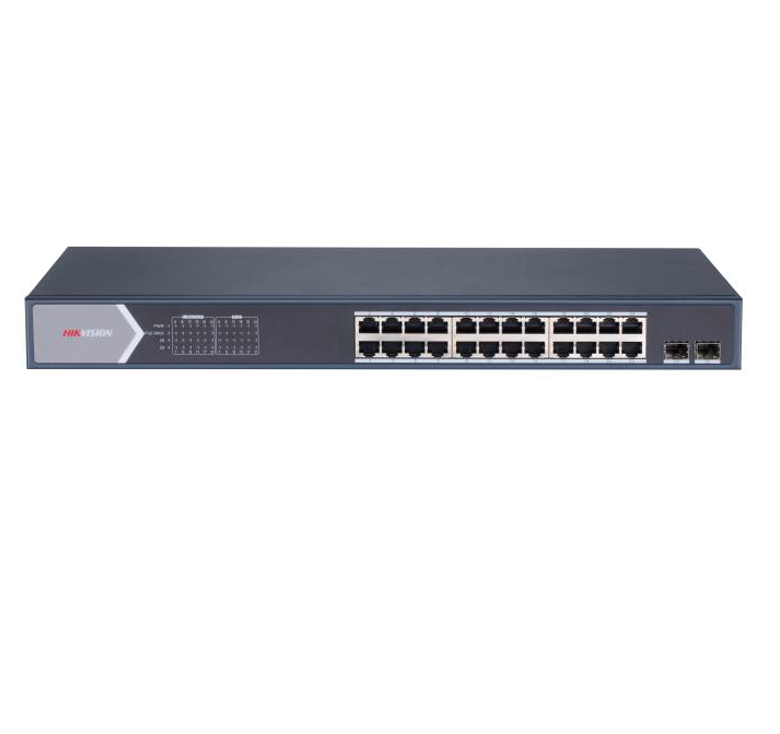 Switch PoE HIKVISION DS-3E0526P-E/M(O-STD) – Commutateur Gigabit Non Géré, 24 Ports PoE Gigabit, 2 Ports Fibre Optique Gigabit SFP