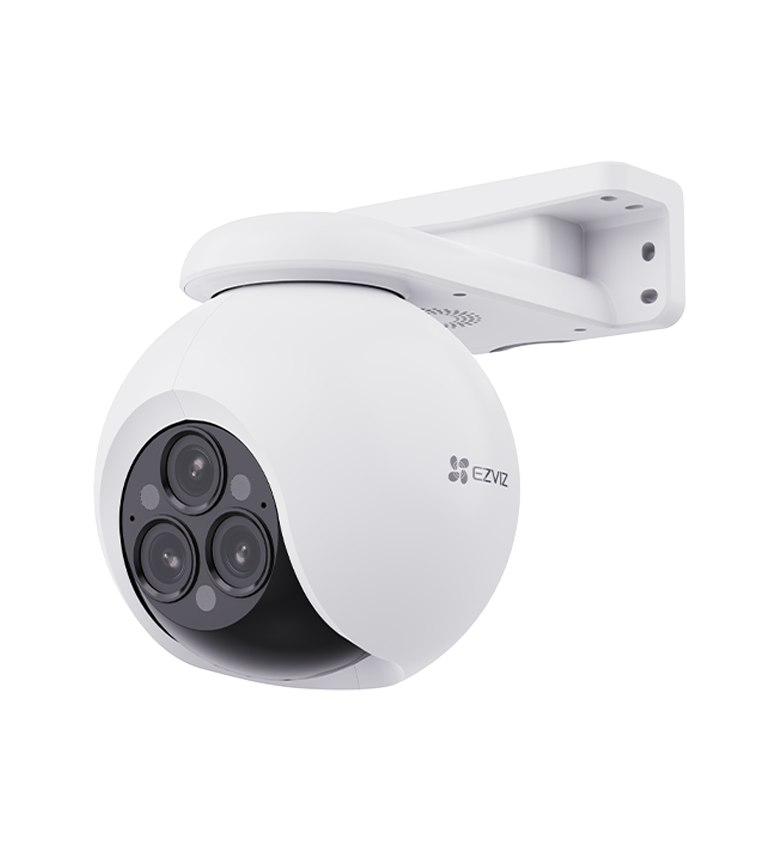 Caméra de Surveillance WiFi Extérieure EZVIZ H80f Multi 2K+ à Triple Objectif 12MP – Vue 360° avec 3 Caméras 2K+, Vision Nocturne Couleur, Détection de Personnes/Véhicules par IA, Zoom 12x, Sirène