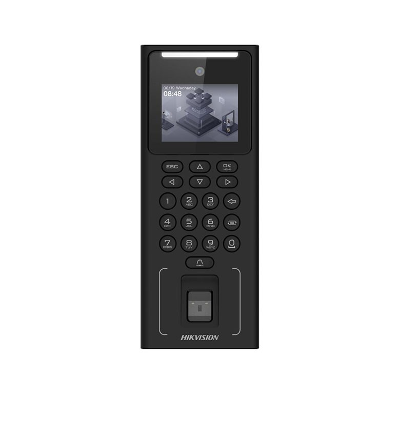 Terminal de Pointage Biométrique Wi-Fi HIKVISION DS-K1T321EFWX – Reconnaissance Faciale, Empreinte Digitale et Badge EM 125 kHz, Écran 2.4", Capacité 500 Visages, Idéal pour Contrôle d'Accès et Gestion de Présence