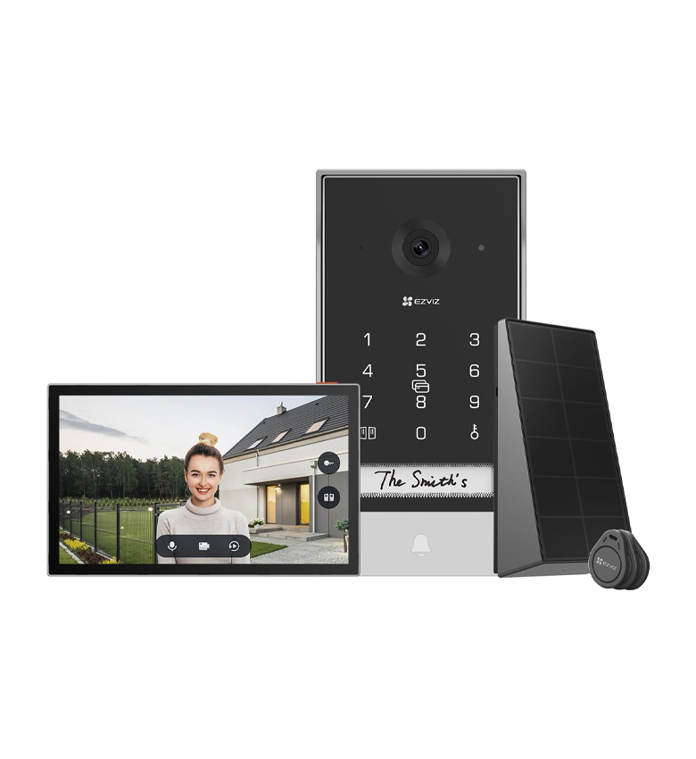 Interphone Vidéo Connecté EZVIZ EP7 2K 3MP – Écran Tactile 7 Pouces WiFi, Clavier à Codes et Lecteur RFID Intégrés, Déverrouillage à Distance via Application, Alimentation Solaire ou Filaire, Détection Humaine IA, Noir