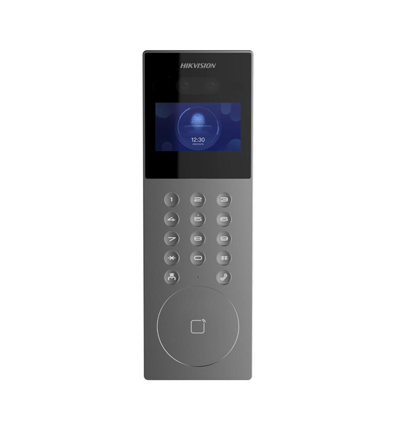 Contrôle d'Accès HIKVISION DS-KD9203-E6 – Visiophone et Interphone pour Bâtiment (Écran Vendu Séparément), Authentification par Reconnaissance Faciale, Carte RFID/MiFare et Code PIN, Écran 4,3 Pouces, IP65 Résistant à la Pluie et à la Poussière