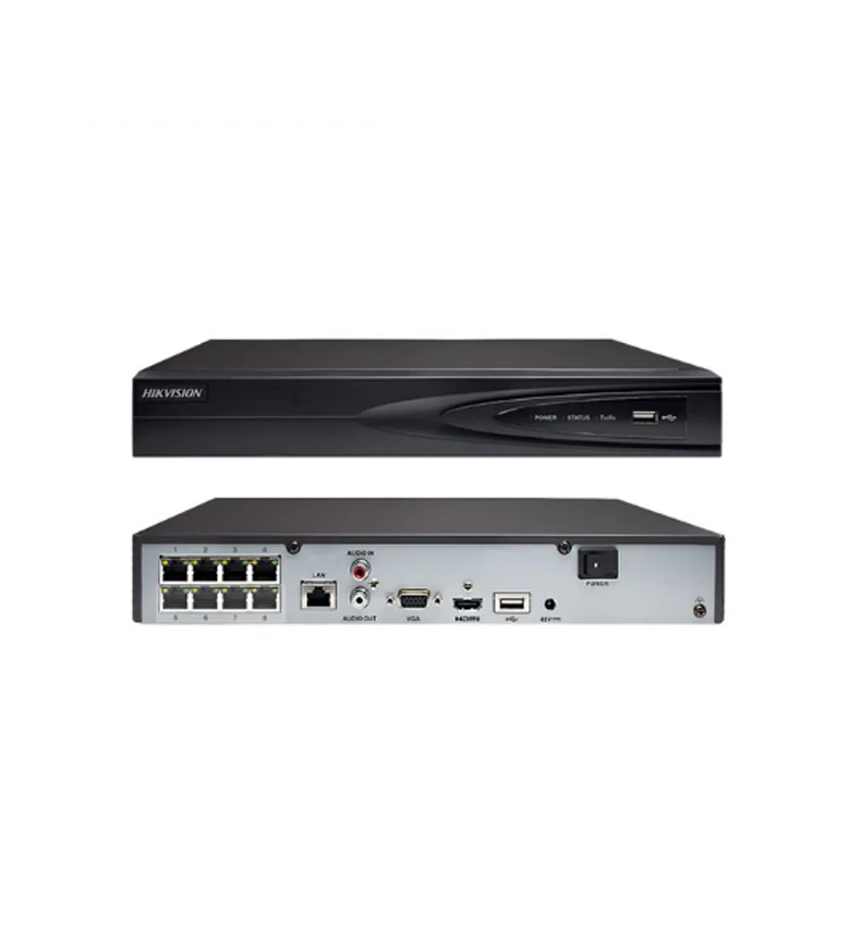 Enregistreur NVR HIKVISION DS-7608NI-Q1/8P(STD)(D) – 8 Canaux, 8 Ports PoE, 4K, 1 Interface HDMI et 1 VGA, 1 Interface Disque Dur SATA (8 To Max par Disque)