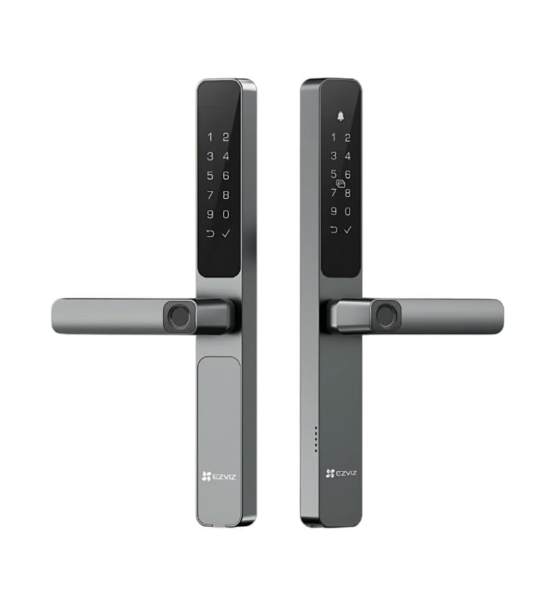 Serrure Connectée Double Face EZVIZ DL06 PRO – Déverrouillage par Empreinte Digitale Recto-Verso, WiFi, Code PIN et Carte RFID, Étanche IP65, Idéale Portillon Extérieur, Grille et Jardin