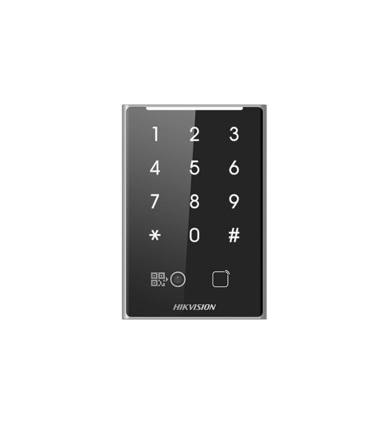 Lecteur de Contrôle d'Accès Multi-Technologie HIKVISION DS-K1109DKB-QR – QR Code, Clavier, Bluetooth (NFC) et Badge Mifare/DESfire, Protocoles OSDP/Wiegand, IP65, Idéal pour Gestion des Visiteurs et Bureaux