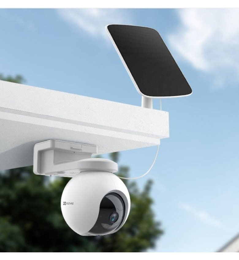 Caméra de Surveillance WiFi Extérieure sur Batterie EZVIZ HB8 4K avec Panneau Solaire – Panoramique et Inclinable, Détection de Mouvement, Vision Nocturne Couleur