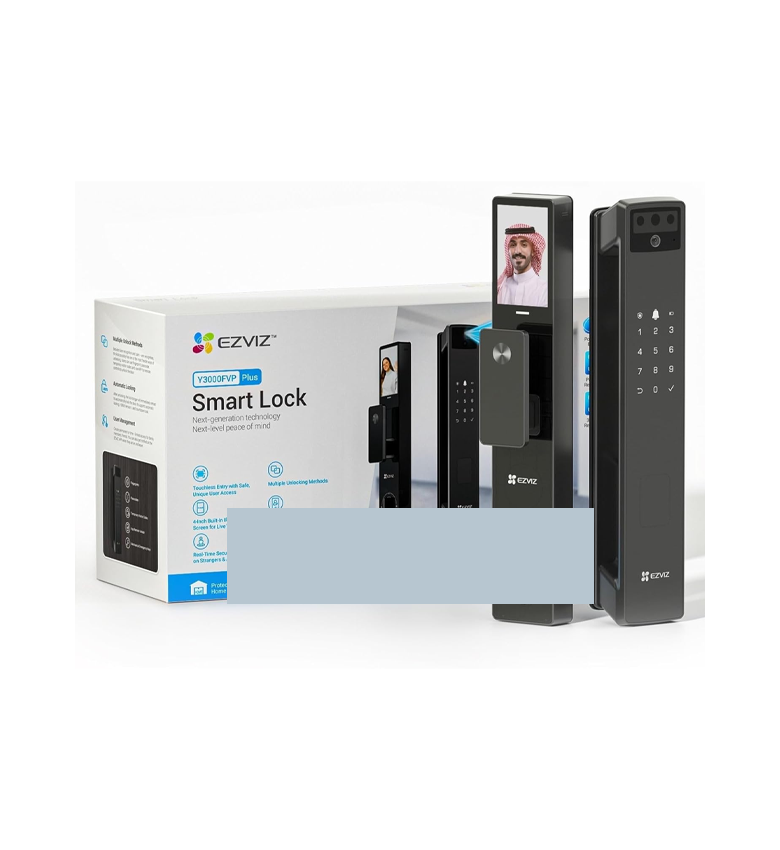 Serrure Connectée EZVIZ Y3000FVP – Reconnaissance Faciale 3D et Écran Couleur Intégré, Caméra Vidéophone 2K, Déverrouillage Empreinte, Code, Carte et Application, Sonnette Vidéo Intégrée, Alerte Intrusion, Noir