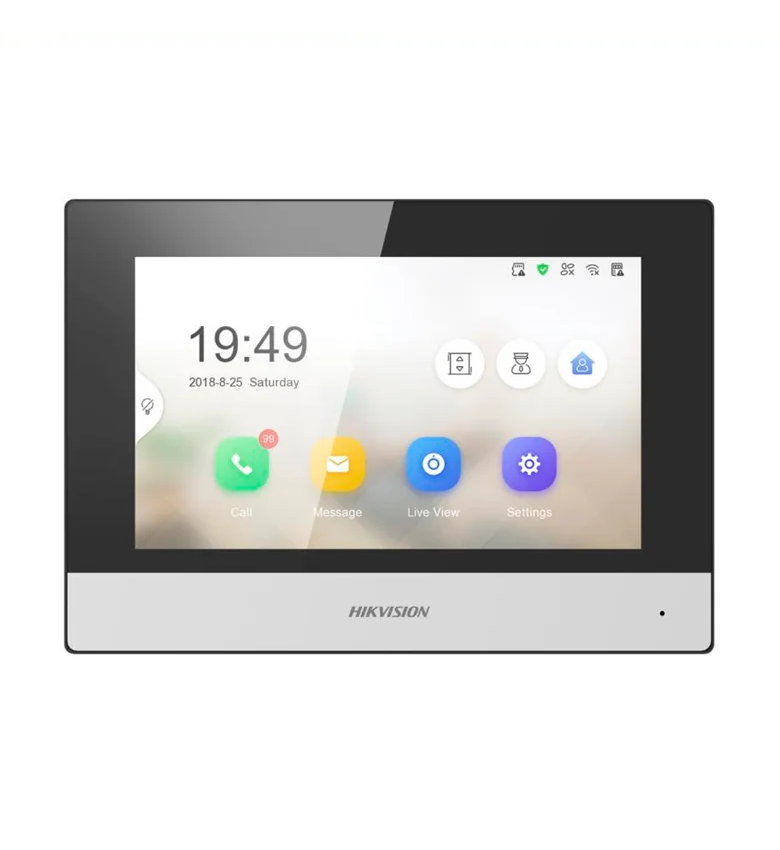 Contrôle d'Accès HIKVISION DS-KH6320-WTE1 – Écran 7 Pouces IP PoE pour Visiophone et Interphone, Réception d'Appels, Ouverture de Porte, Visualisation en Direct à Distance