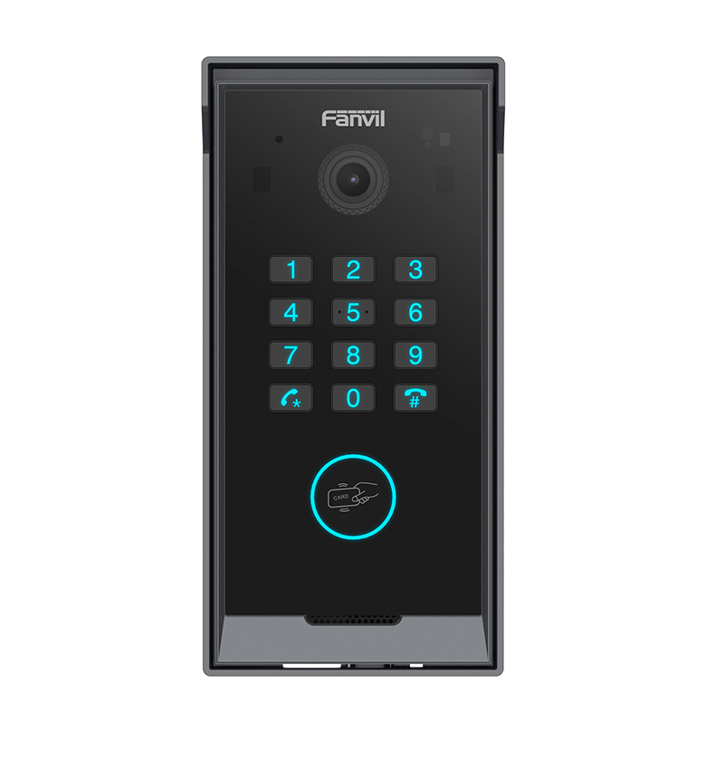 Fanvil i60K - Visiophone/Interphone Vidéo IP pour Villa et Résidence, Clavier Numérique Rétroéclairé, Lecteur de Carte, Noir