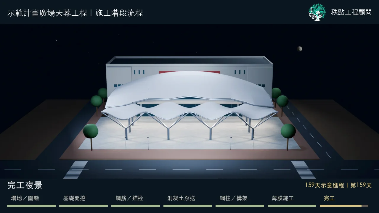 廣場天幕工程|服務建議書與施工動畫 — 照片 1