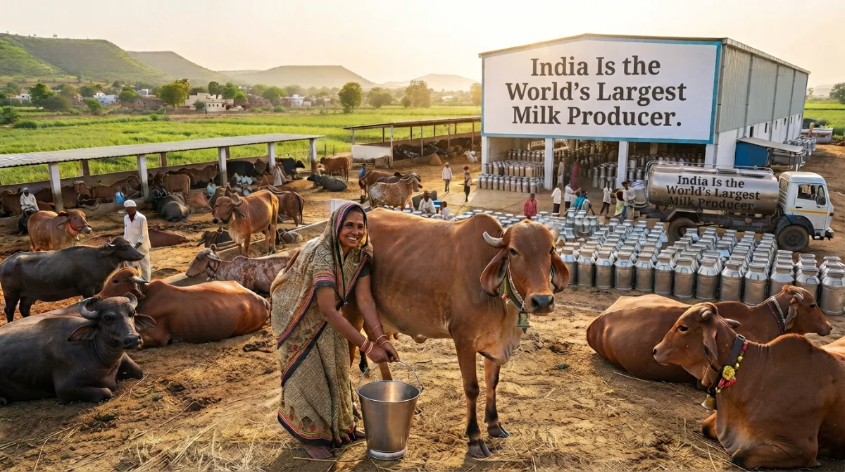 AI generated illustration of Rural dairy worker transporting milk containers for cooperative processing.