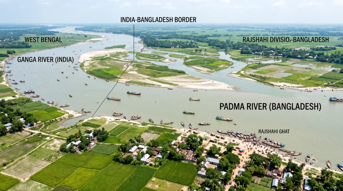 Ganga River in India continuing as the Padma River after entering Bangladesh