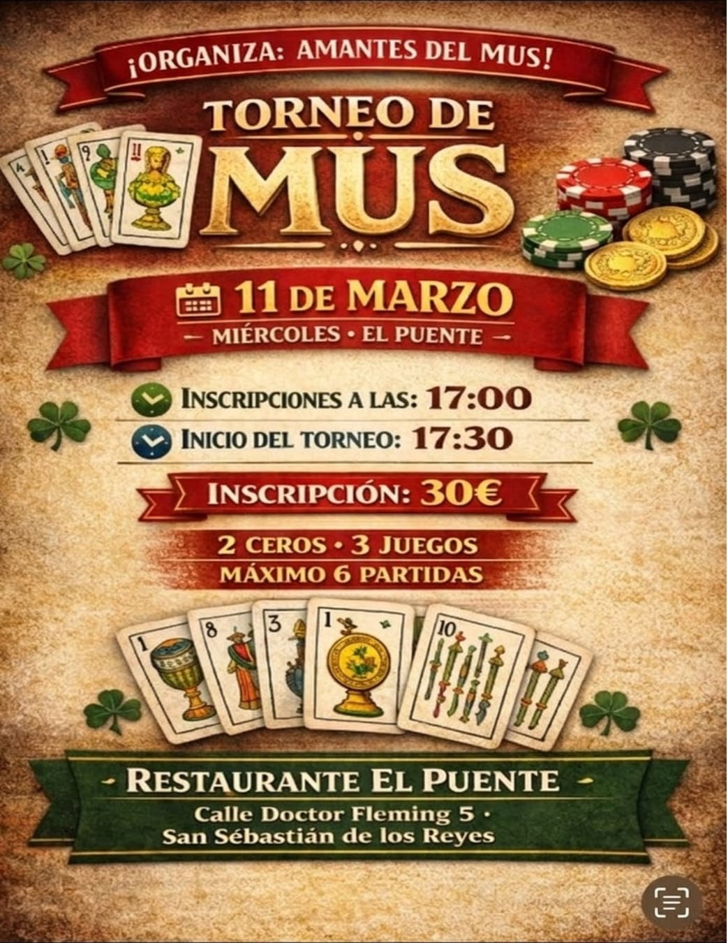 Cartel del torneo AMANTES DEL MUS