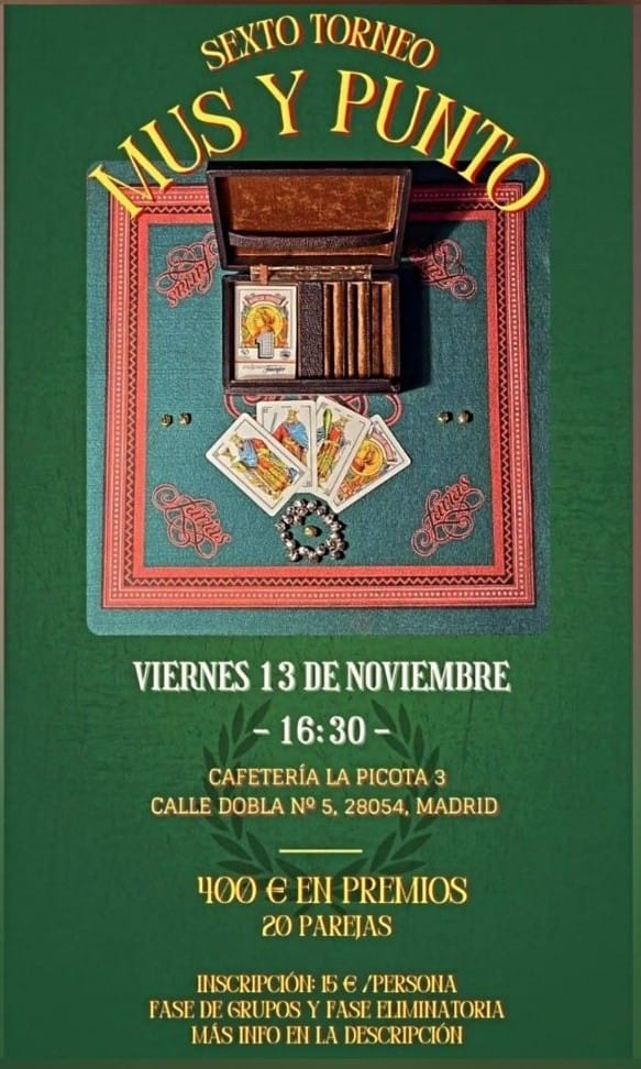 Cartel de 6° TORNEO MUS Y PUNTO CARABANCHEL 🍀🏆