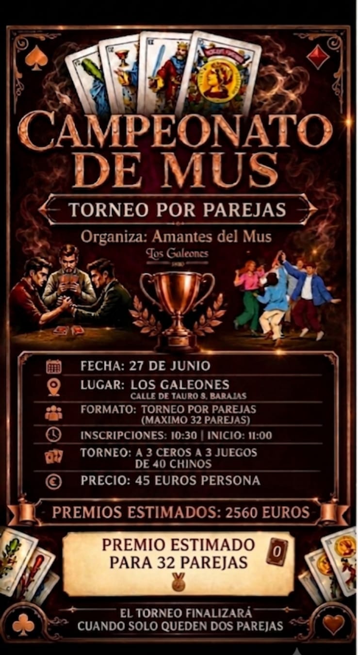 Cartel del torneo POR PAREJAS A 3 CEROS