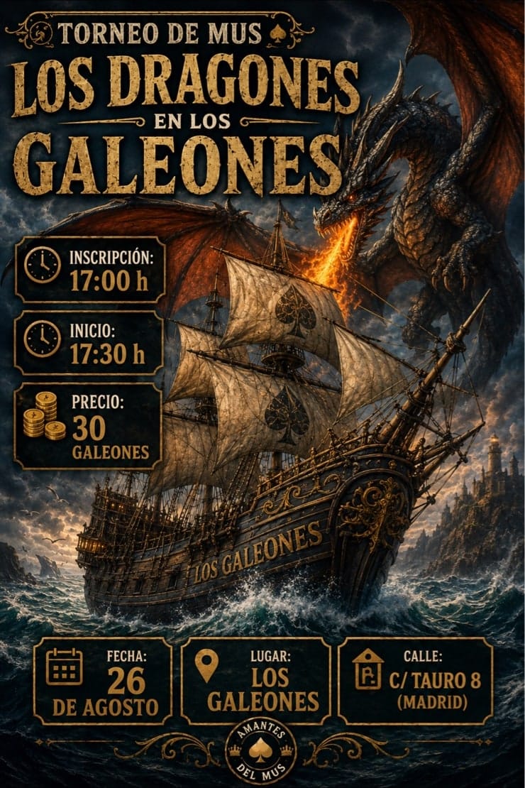 Cartel del torneo Mini B - LOS DRAGONES EN LOS GALEONES