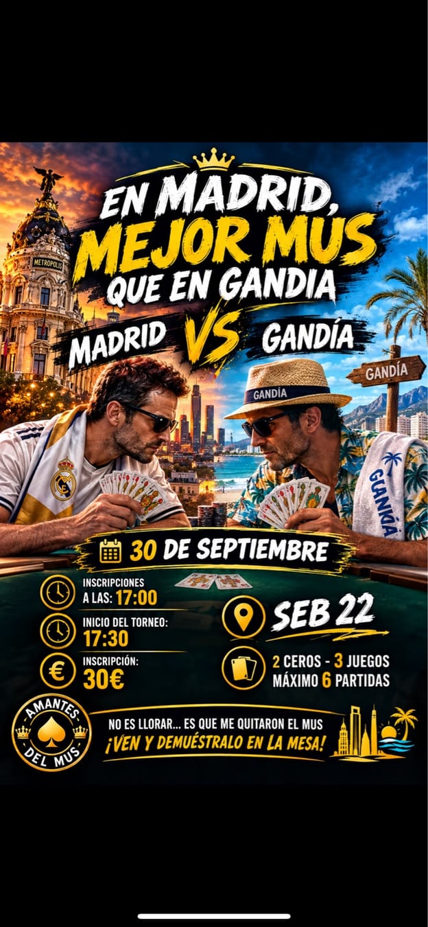 Cartel del torneo MEJOR MUS QUE EN GANDIA