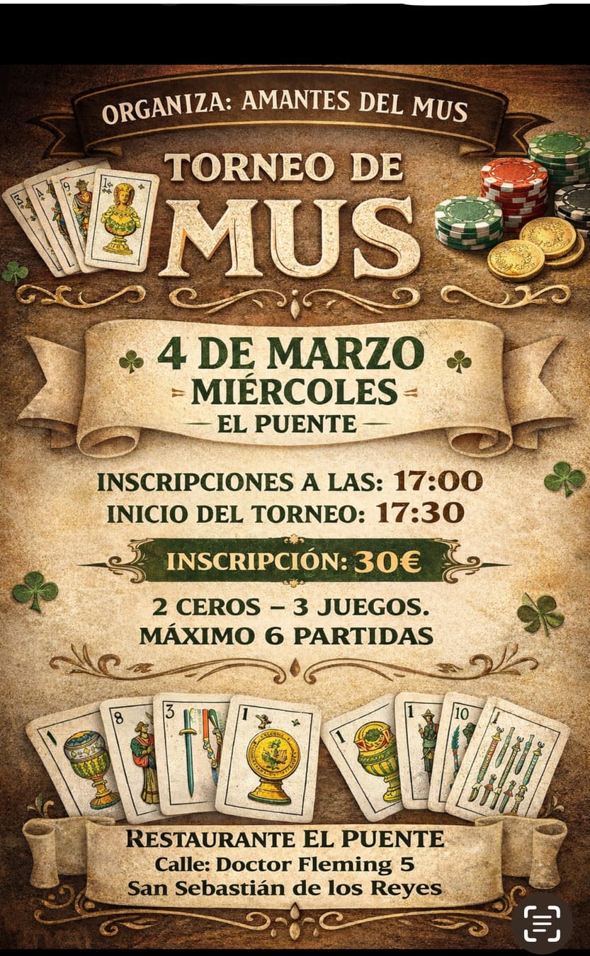 Cartel del torneo AMANTES DEL MUS