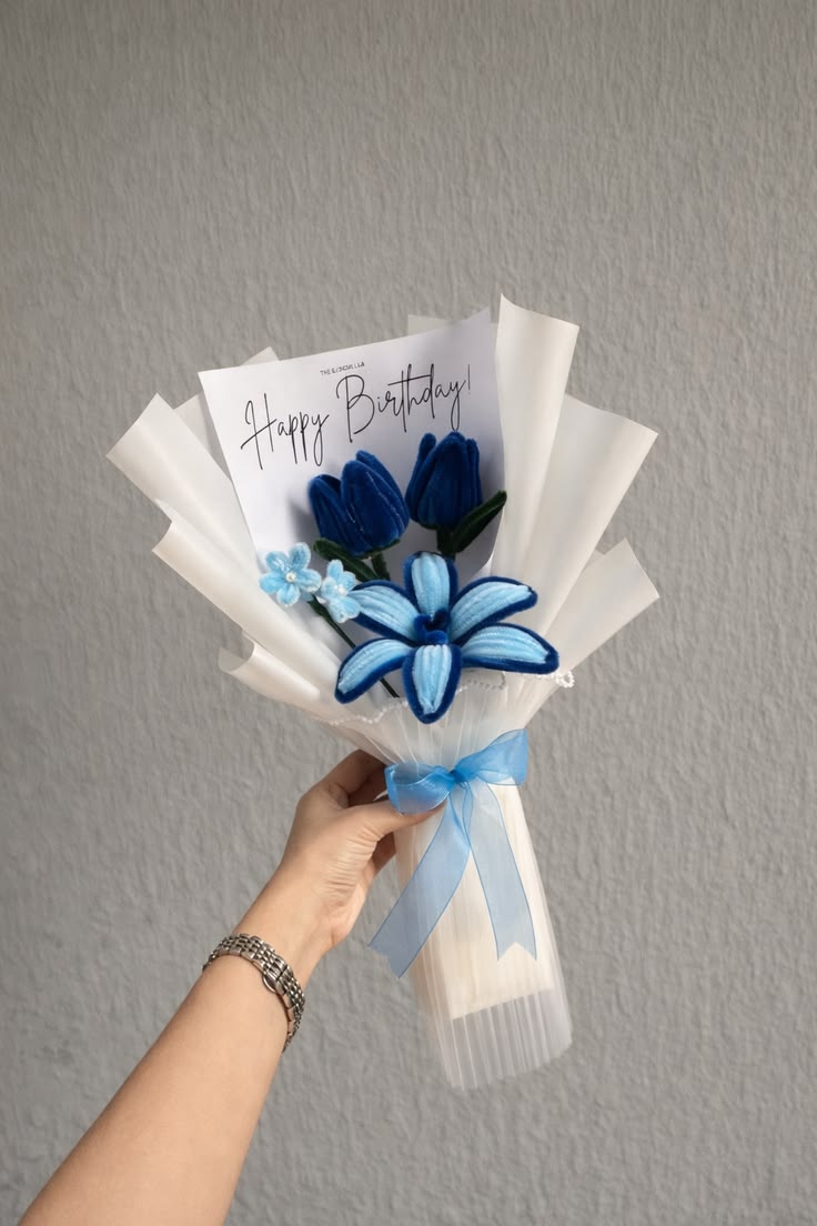 Blue Pipe Cleaner Flower Bouquet