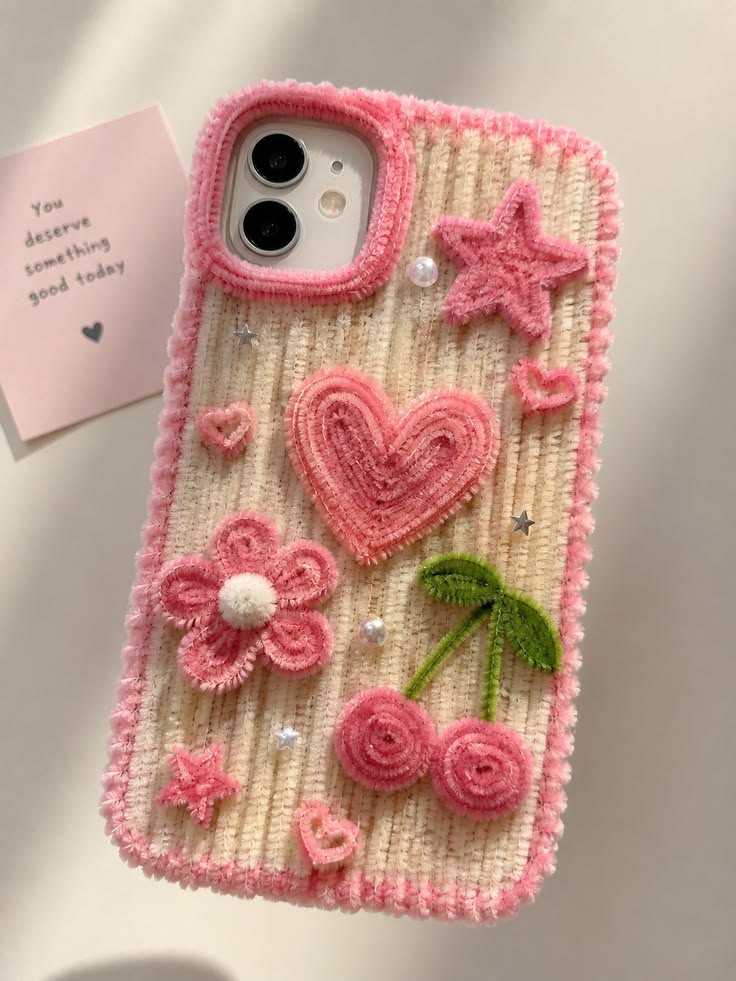 Pink Heart & Cherry Pipe Cleaner Phone Case