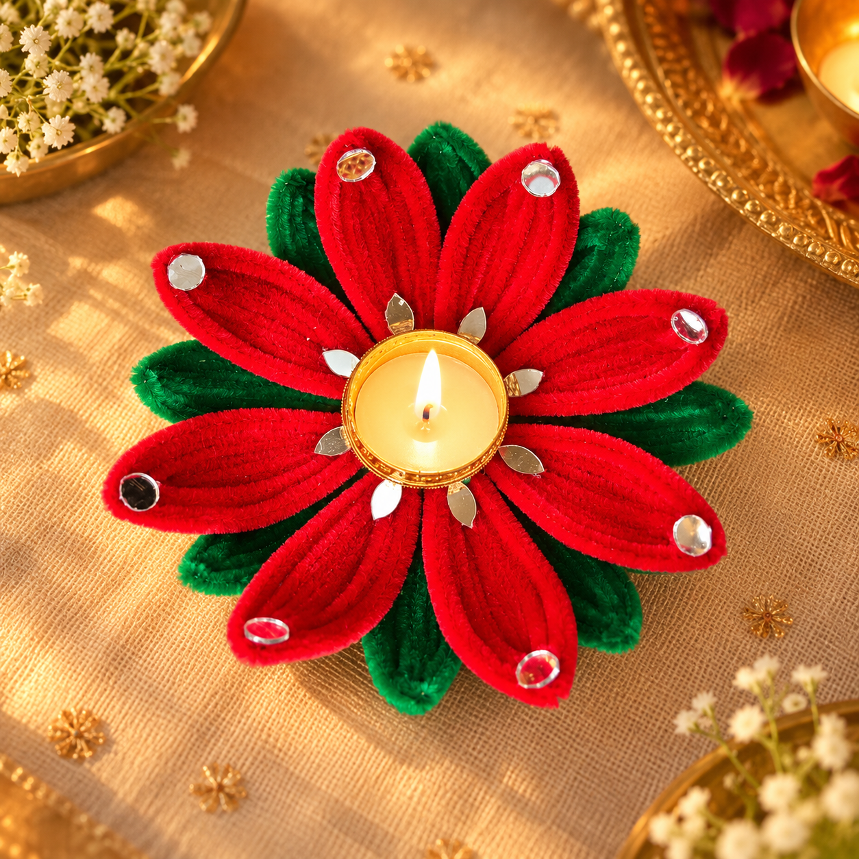 Handmade Pipe Cleaner Flower Tealight Holder