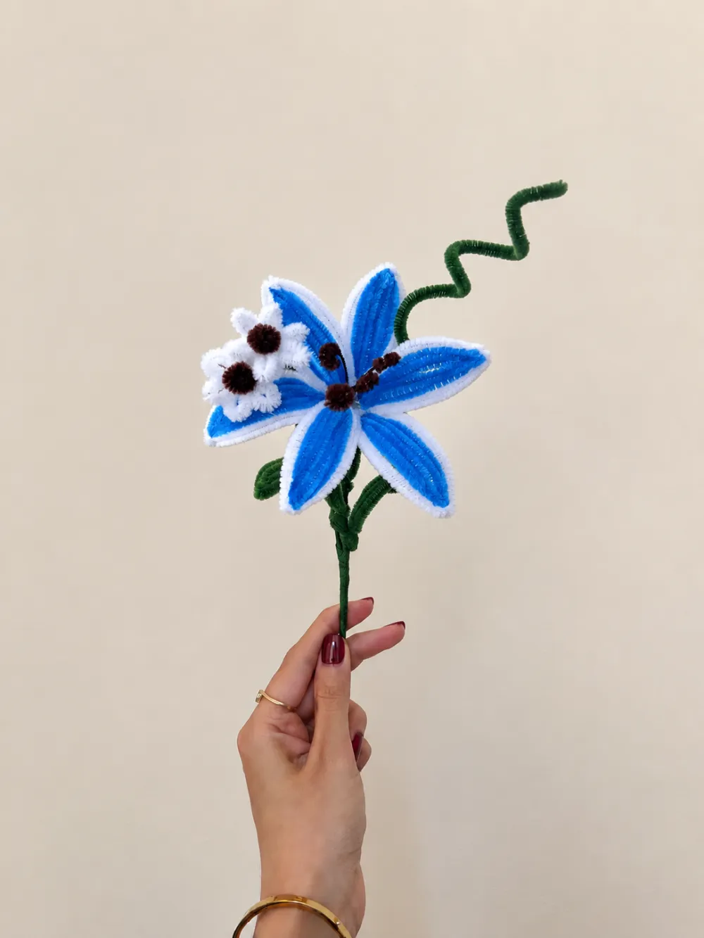 Blue Lily with white daisies