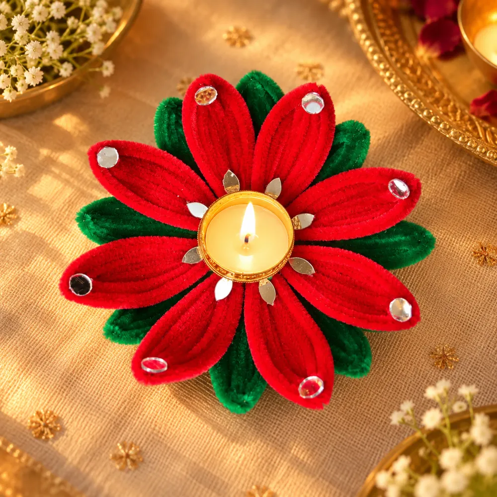 Handmade Pipe Cleaner Flower Tealight Holder